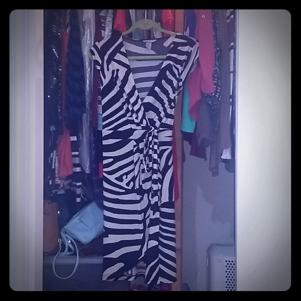 H&M wrapped dress zebra print